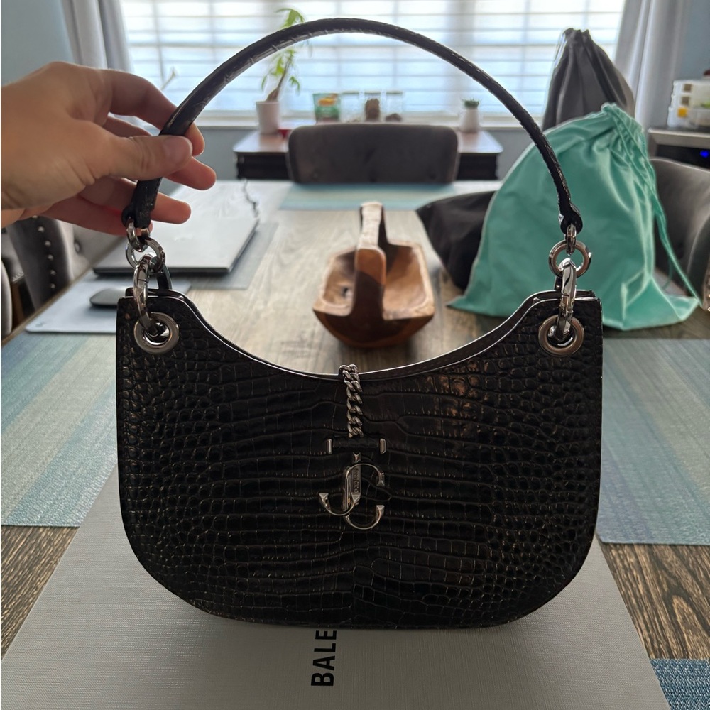 Jimmy Choo Black Croc-Embossed Women's Bag